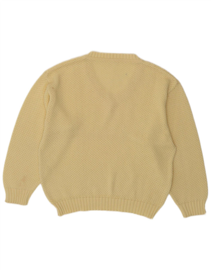 VINTAGE Dame Oversized V-hals sweater IT 40 Lille gul bomuld