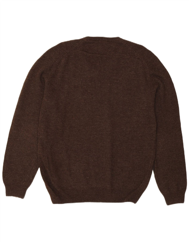 Vintage Herre V-hals sweater XL Brun Argyle/Diamond Wool