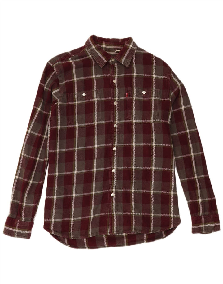 Levi's Flanelskjorte til mænd Medium Bourgogne ternet bomuld
