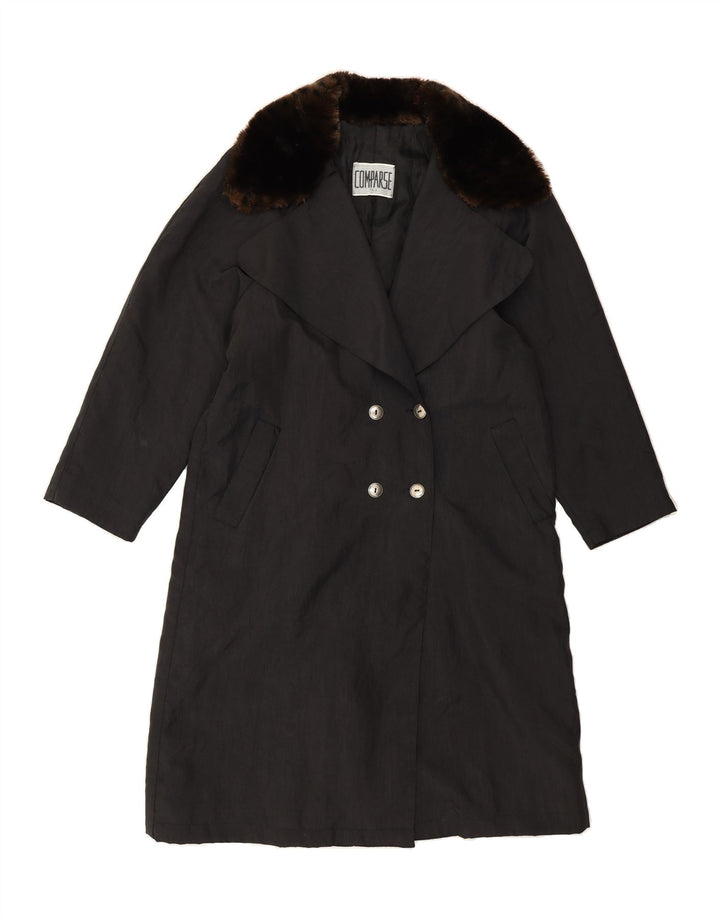 VINTAGE Womens Oversized Double Breasted Coat IT 44 Medium Black Polyamide Vintage Vintage and Second-Hand Vintage from Messina Hembry 