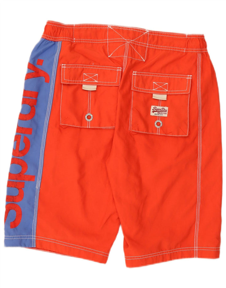 Superdry grafiske svømmeshorts til mænd, medium orange Colourblock Polyester