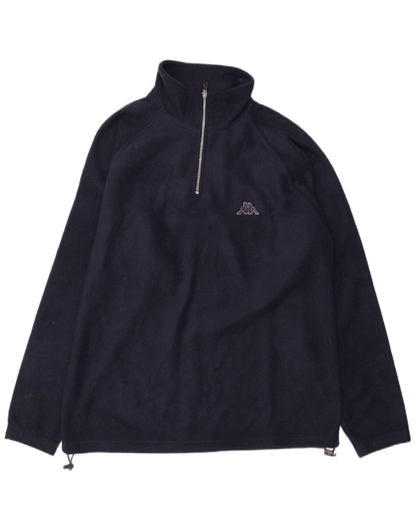 KAPPA Mens Zip Neck Fleece Jumper Medium Navy Blue Polyester