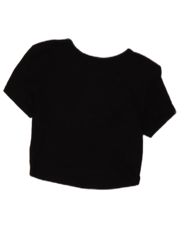 Zara Womens Crop T-Shirt Top UK 12 Medium Black