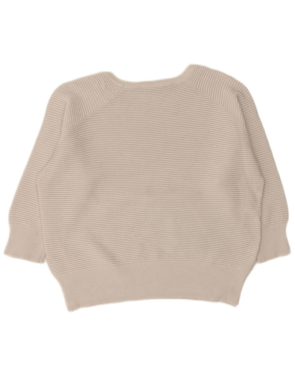 FRANSK FORBINDELSE Dame Boat Neck Jumper Sweater UK 10 Small White