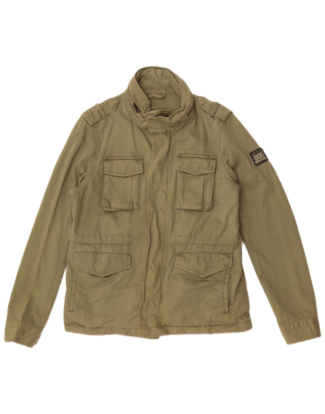 Superdry Militærjakke med hætte til kvinder UK 12 Medium Khaki Bomuld