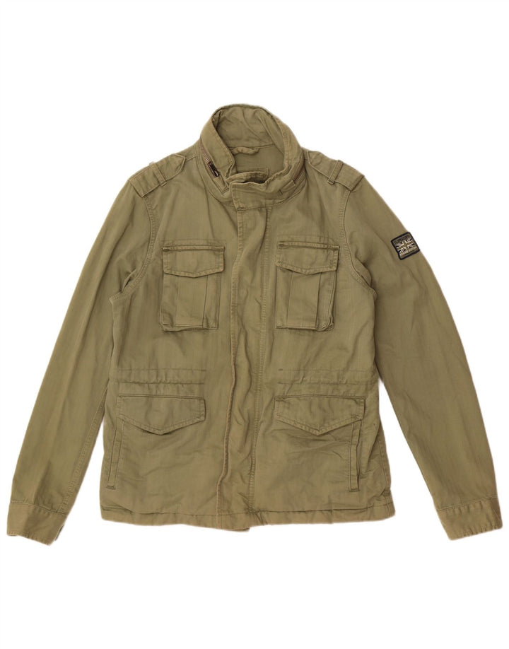 Superdry Militærjakke med hætte til kvinder UK 12 Medium Khaki Bomuld
