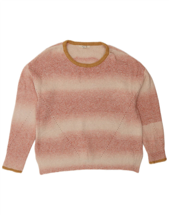 White Stuff Dame Crew Neck Jumper Sweater UK 12 Medium Pink Striped