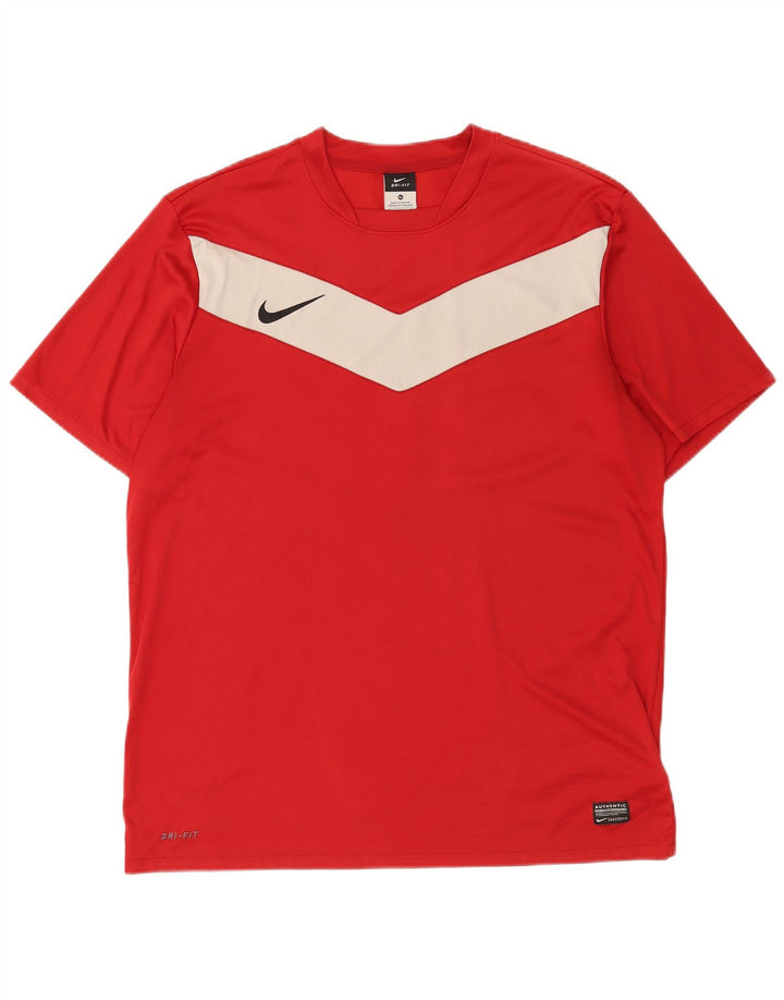 Nike Herre Dri Fit Grafisk T-Shirt Top XL Rød Colourblock Polyester
