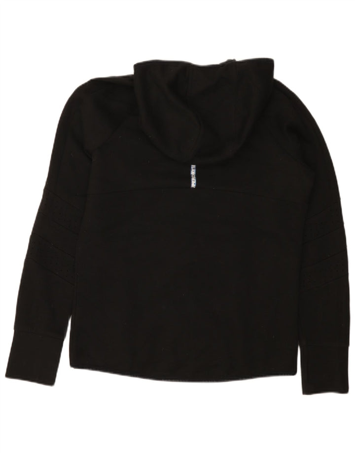 Superdry hættetrøje til kvinder med grafisk lynlås UK 12 Medium Black Polyester
