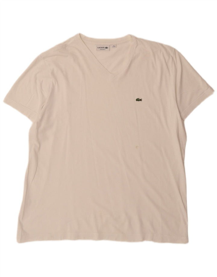 Lacoste Herre Regular Fit T-Shirt Top Størrelse 7 2XL Hvid Bomuld