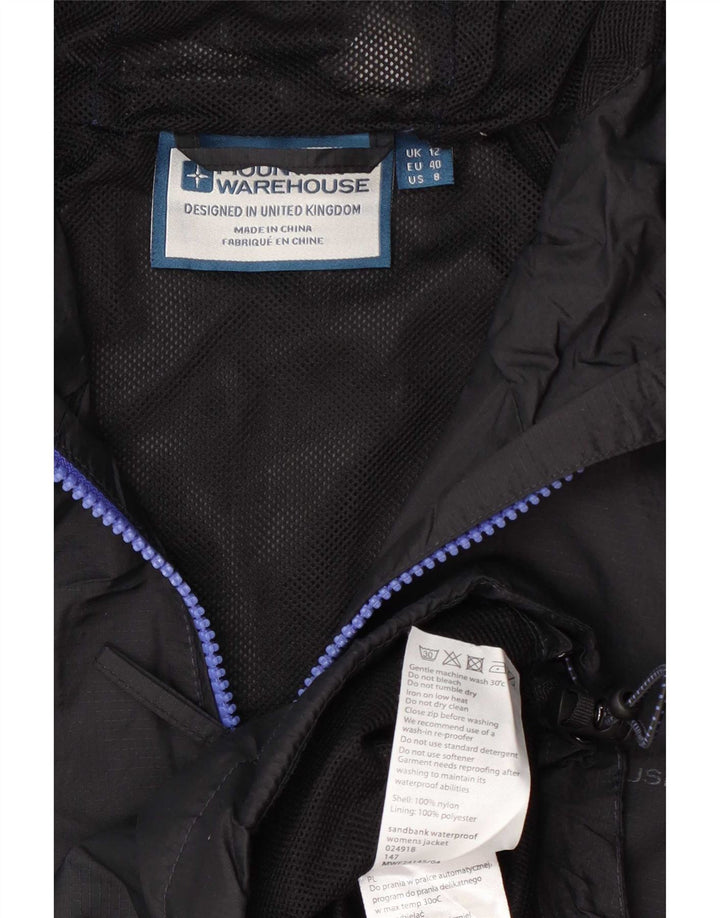 Mountain Warehouse Dame Regnjakke med hætte UK 12 Medium Sort Nylon