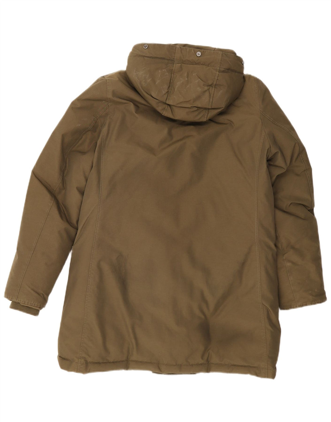 Woolrich Dame Hætte Polstret Frakke UK 14 Medium Khaki Bomuld
