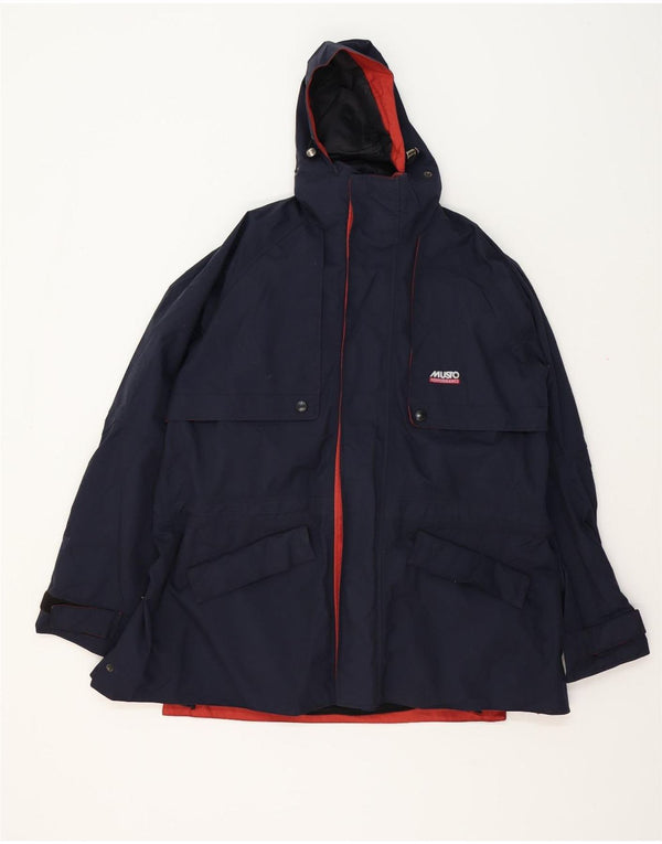 Musto Herre Hooded Windbreaker Jacket UK 40 Large Navy Blue Polyester