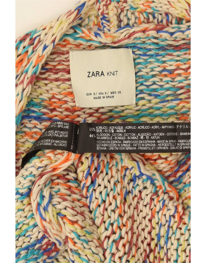 Zara Womens Oversized 3/4-ærmet cardigantrøje UK 10 Small Multicolor