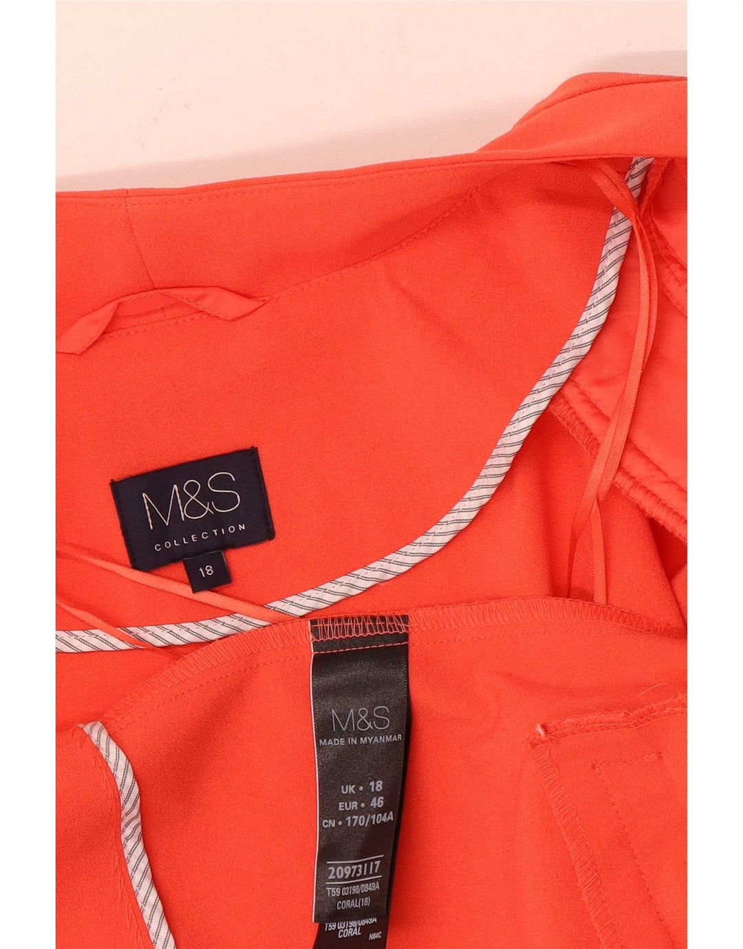 Marks & Spencer Womens Open Blazer Jacket UK 18 XL Orange Polyester