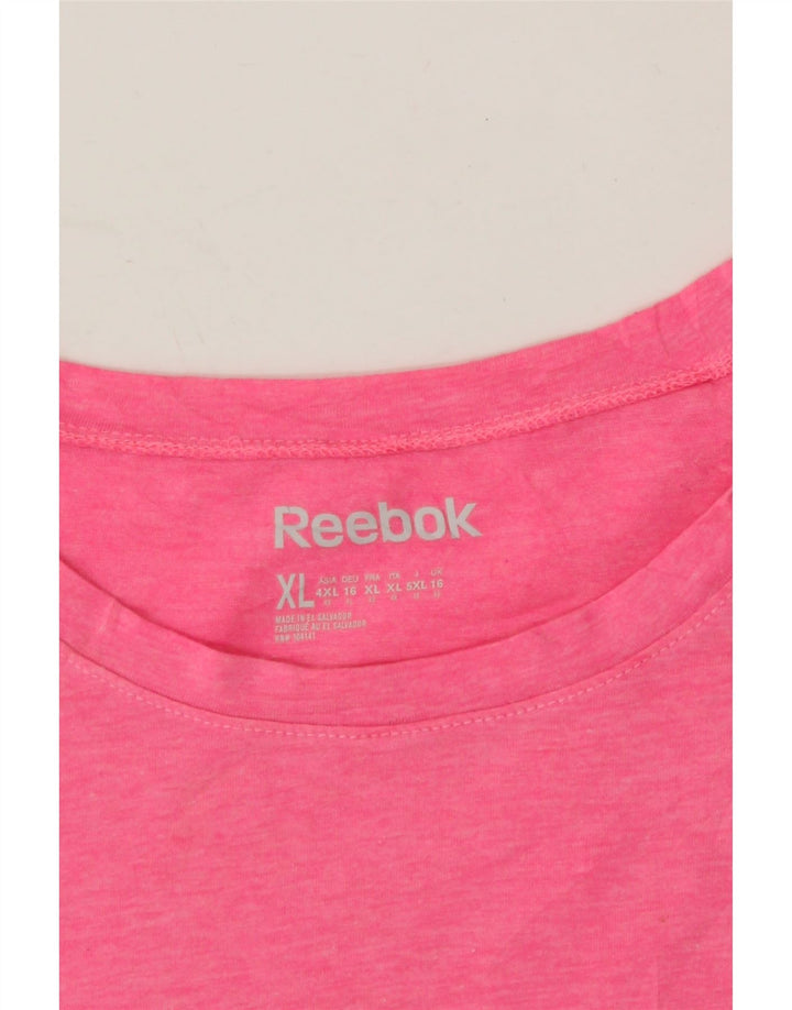 REEBOK Womens T-Shirt Top UK 16 Large Pink Polyester Vintage Reebok and Second-Hand Reebok from Messina Hembry 