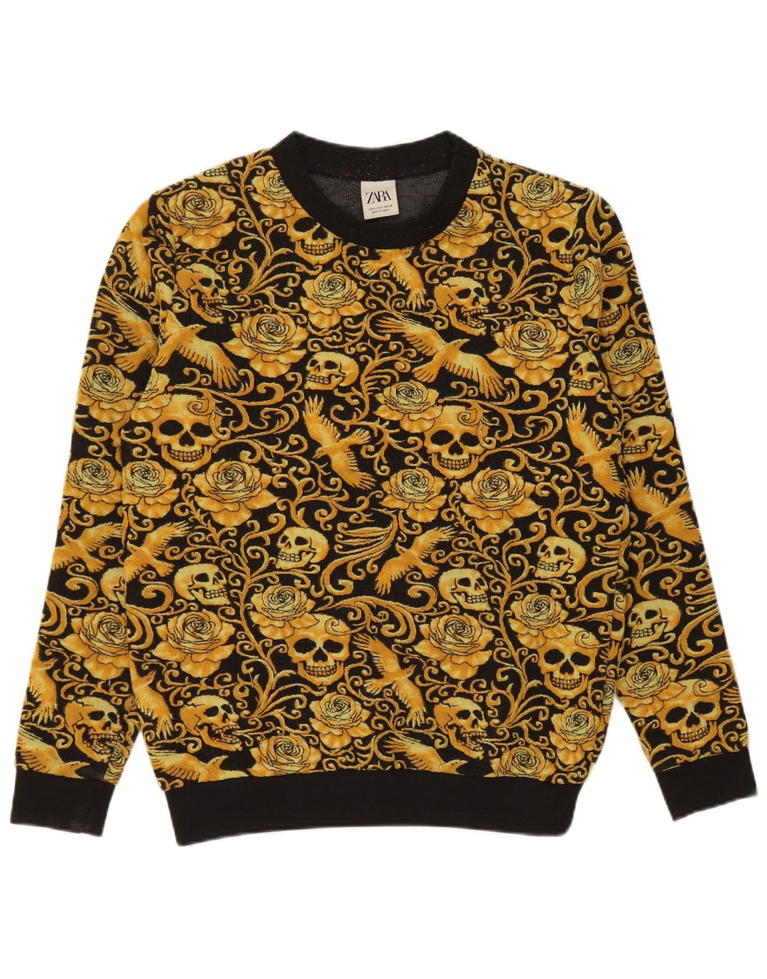 Zara Herre Sweatshirt Jumper Lille sort blomstret polyester
