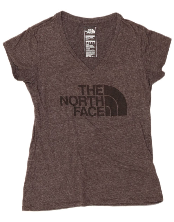The North Face Kvinder Slim Fit Grafisk T-Shirt Top UK 10 Små Grå Flecked