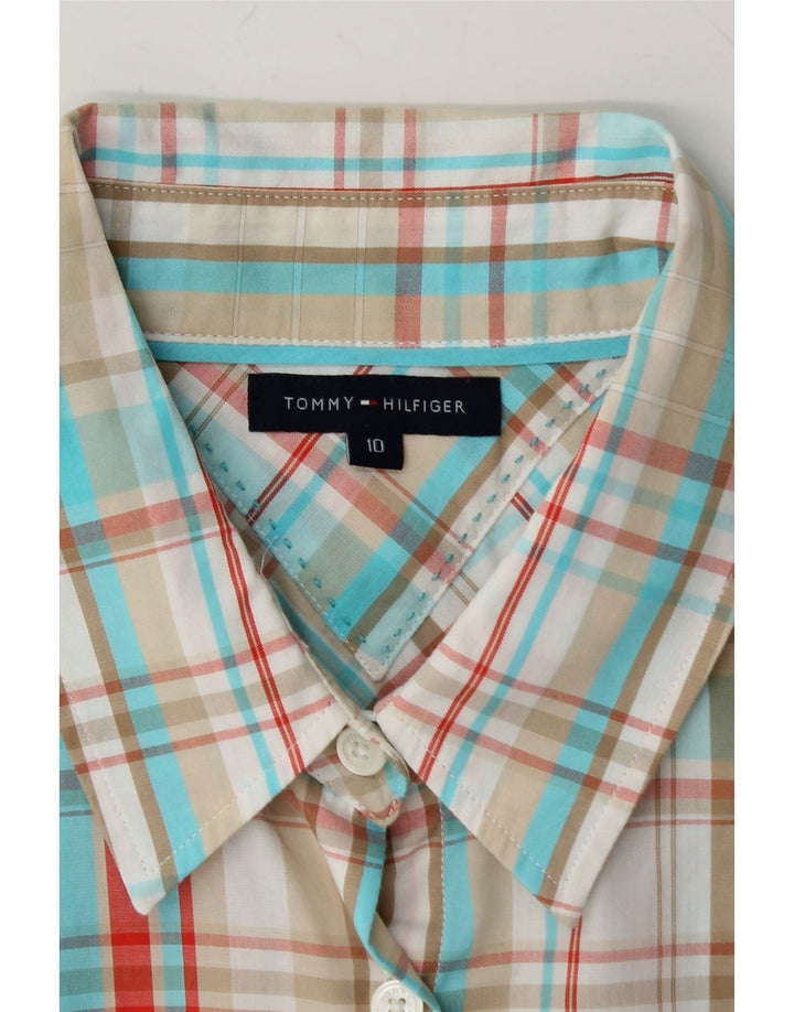 TOMMY HILFIGER Womens Short Sleeve Shirt US 10 Large Multicoloured Check