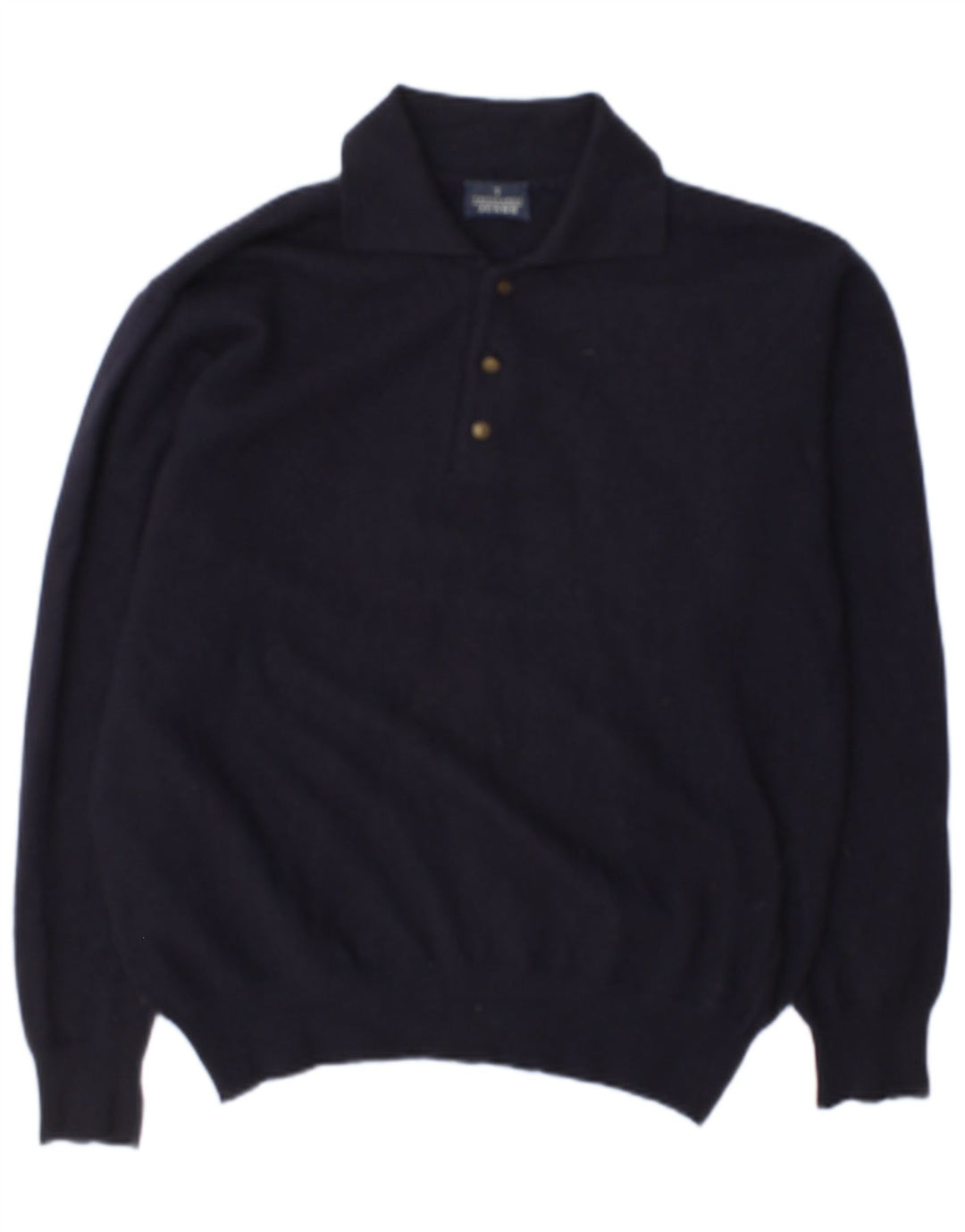 Trussardi Jeans Herre Polo Neck Jumper Sweater Medium Marineblå Uld