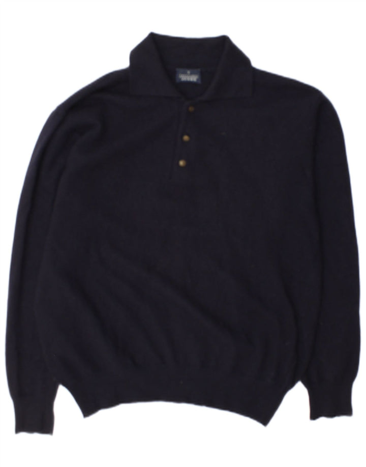 Trussardi Jeans Herre Polo Neck Jumper Sweater Medium Marineblå Uld