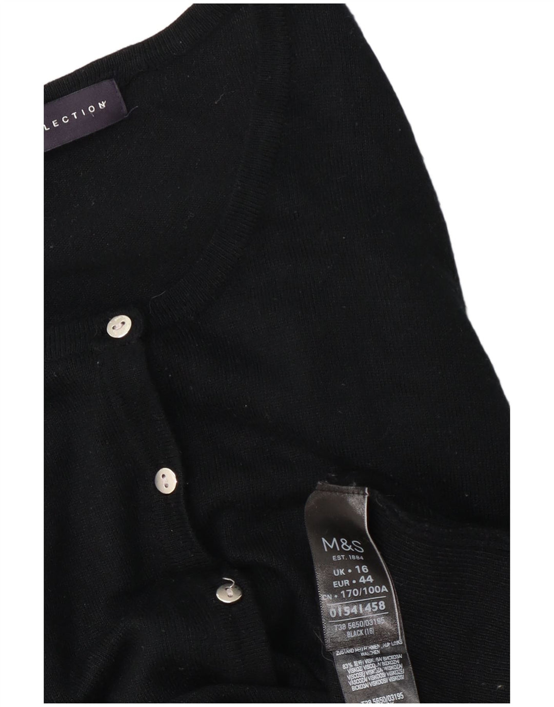 Marks & Spencer Dame Cardigan Sweater UK 16 Large Black Viscose