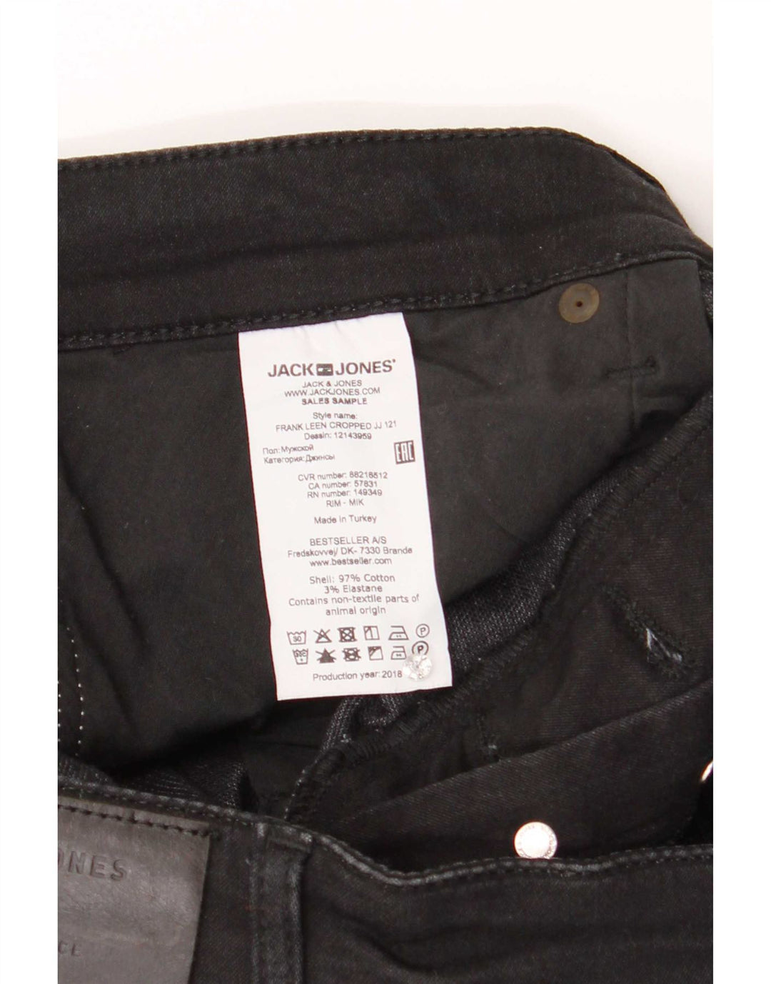 Jack & Jones Straight Jeans til mænd W34 L27 sort bomuld