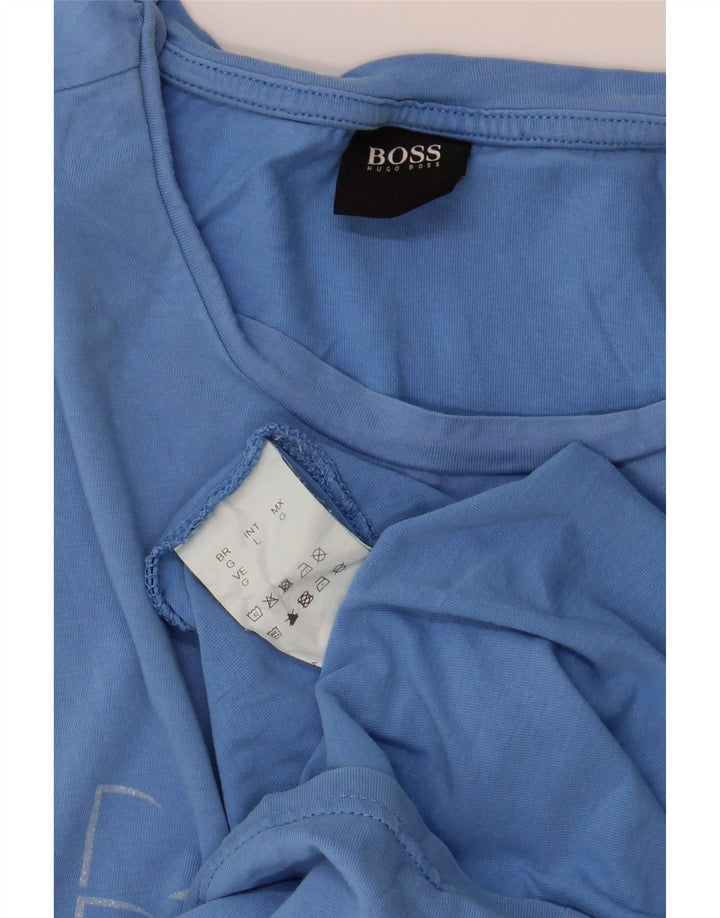 Hugo Boss Herre Grafisk T-Shirt Top Stor Blå Bomuld