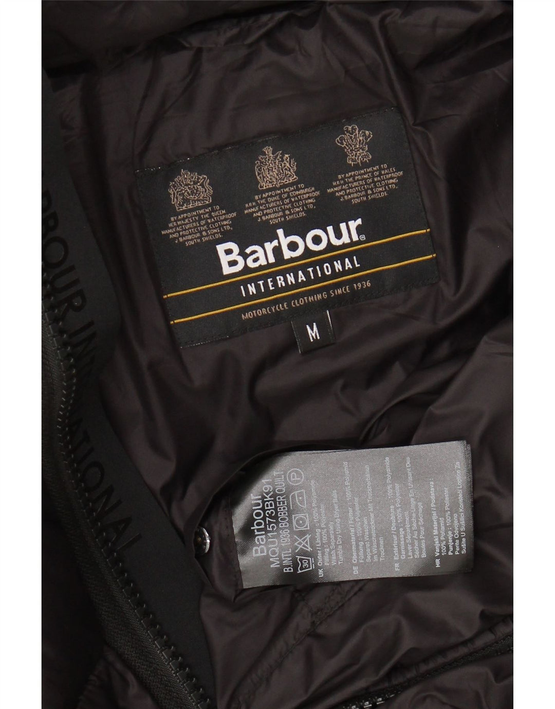 Barbour Herre hættepolstret jakke UK 38 Medium Sort Polyamid