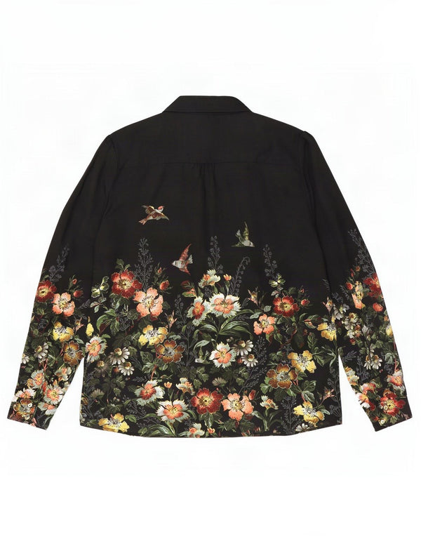 Oasis Womens Military Shirt Bluse UK 14 Medium Black Floral Polyester