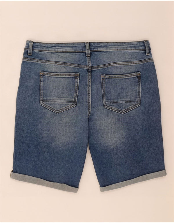Marks & Spencer Womens Distressed Denim Shorts UK 16 Large W36 Blue Cotton