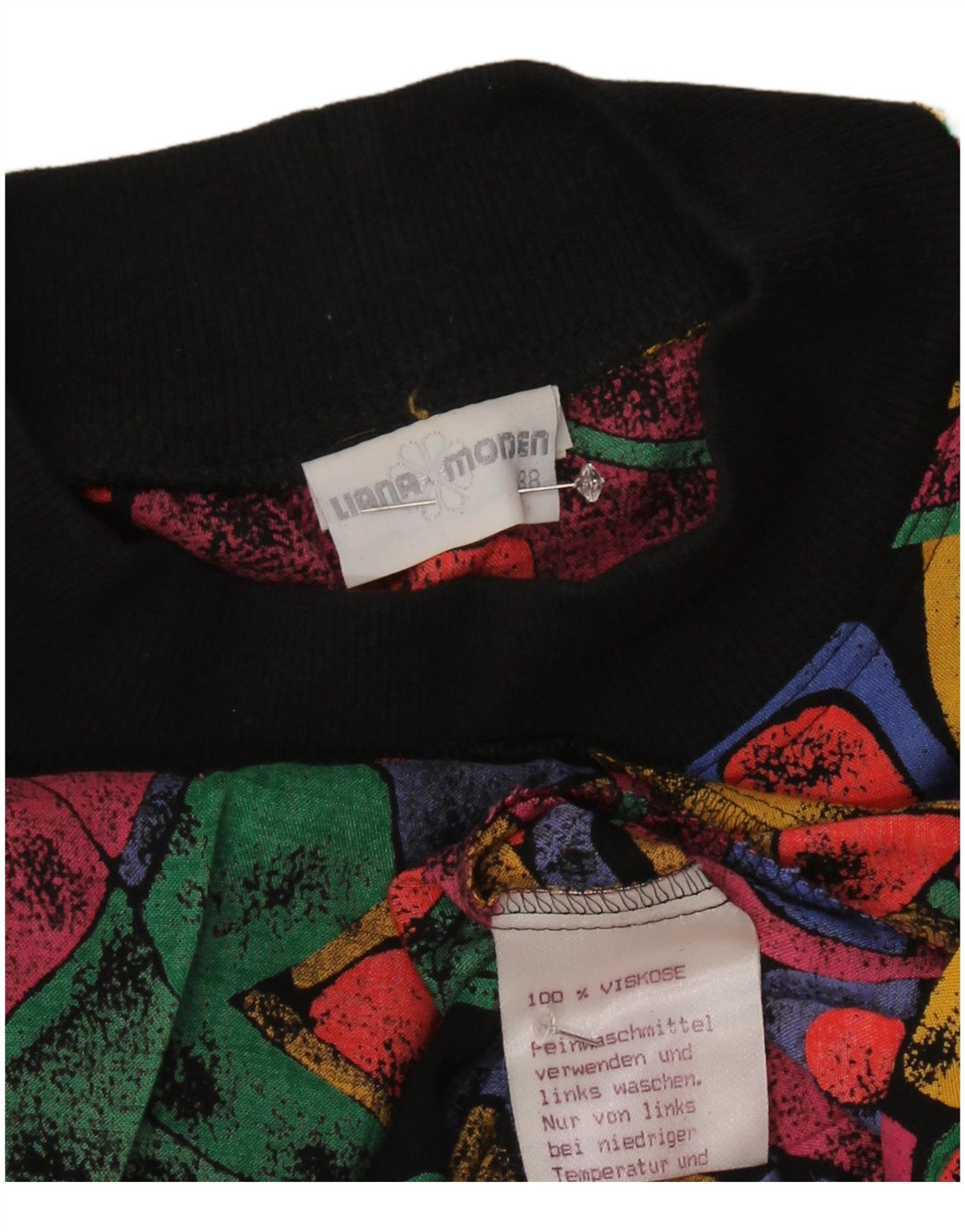 Vintage Dame Drop Waist Dress EU 38 Medium Flerfarvet Geometrisk