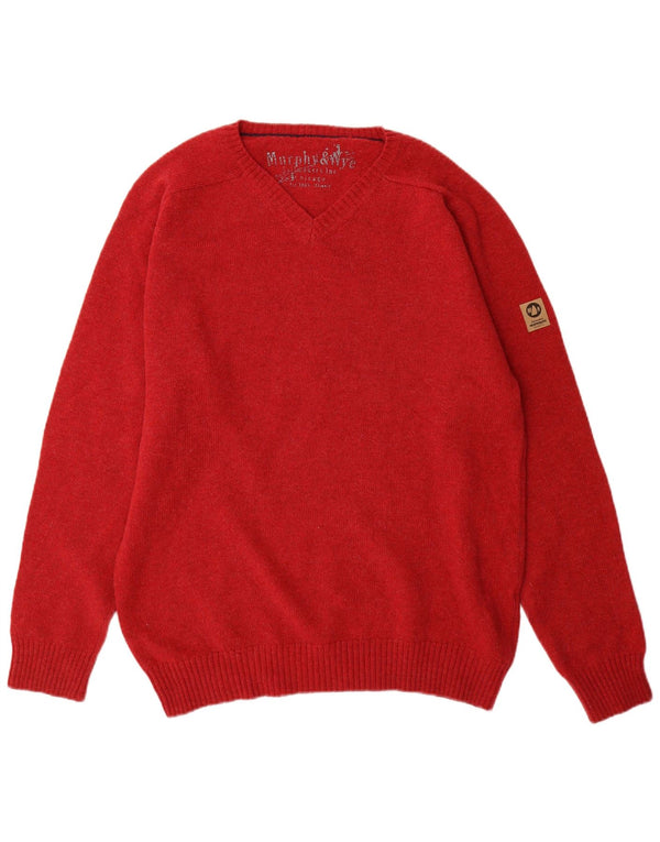 Murphy & Nye Herre V-hals sweater 2XL rød uld