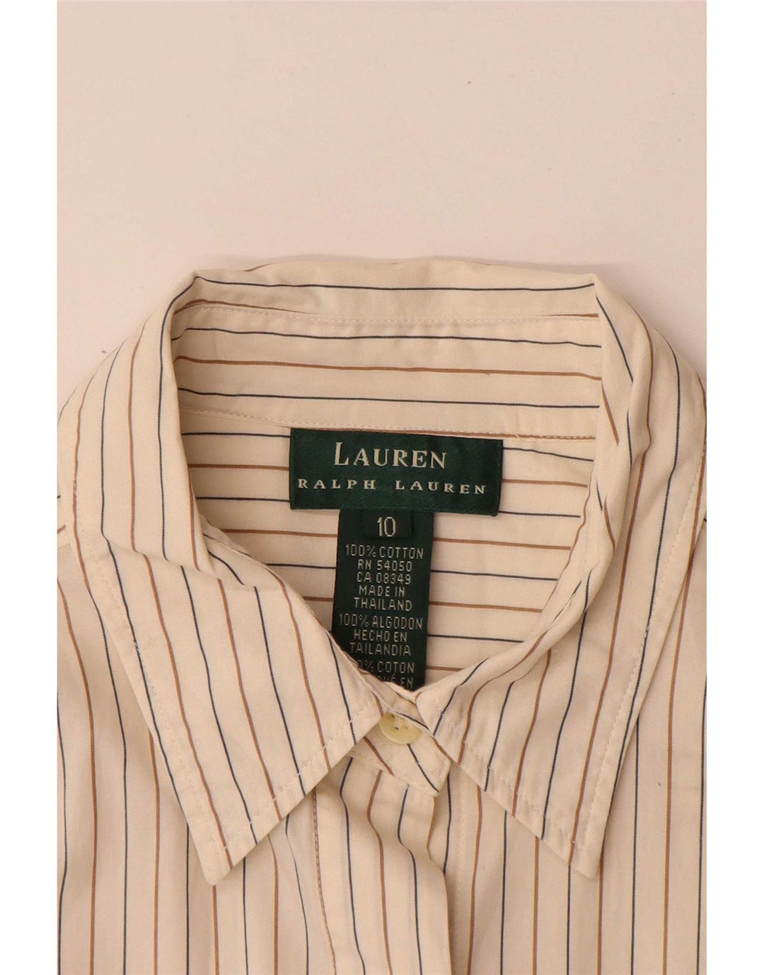 Ralph Lauren Womens Regular Fit Formel skjorte US 10 Stor beige stribet