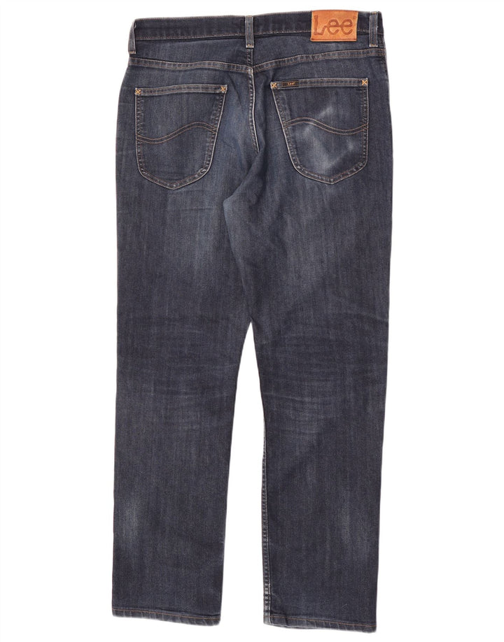 Lee Herre Brooklyn Straight Jeans W34 L30 Marineblå Bomuld