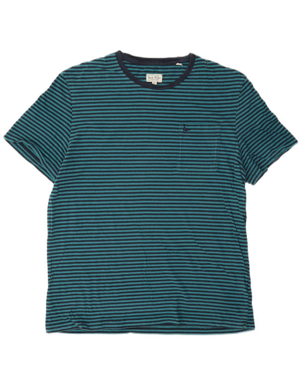 Jack Wills Mens T-Shirt Top Medium Blue Pinstripe Cotton