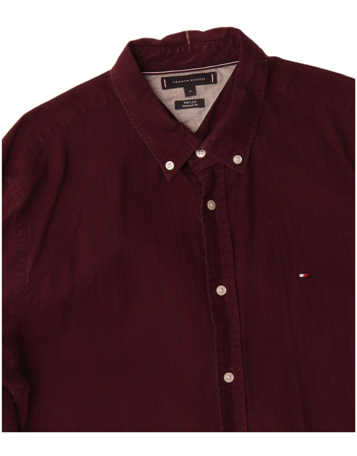 TOMMY HILFIGER Herre Regular Fit skjorte XL rødbrun bomuld