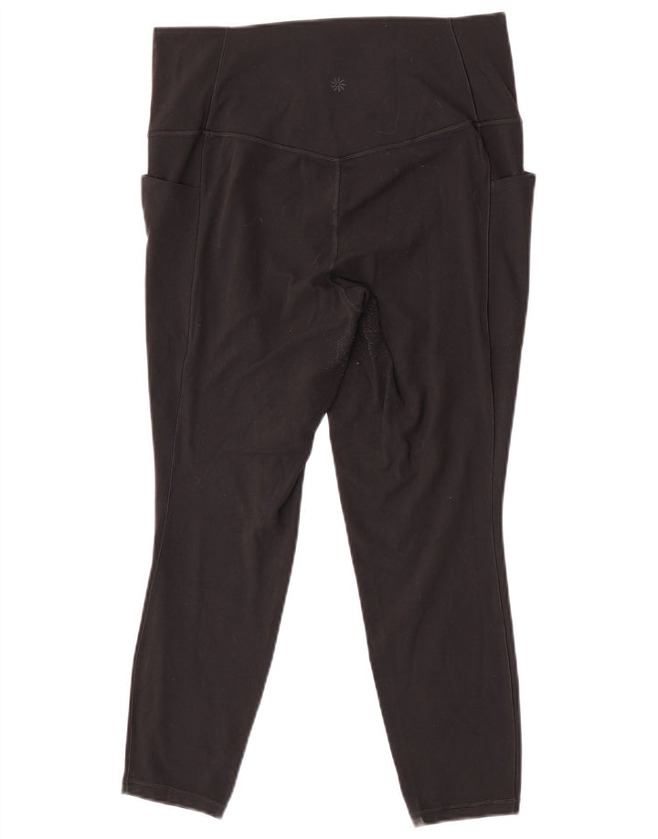 Athleta Dame Capri Leggings UK 16 Large Black Nylon