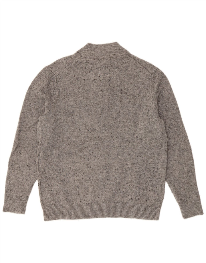 LYLE & SCOTT Womens Button Neck Jumper Sweater UK 16 Large Grey Flecked