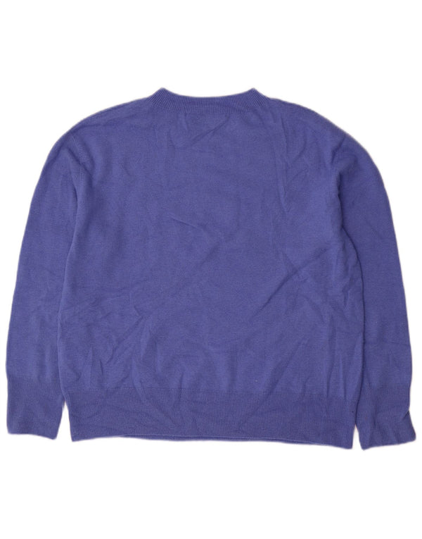 Zara Dame Oversized Crew Neck Jumper Sweater UK 10 Small Blue Wool
