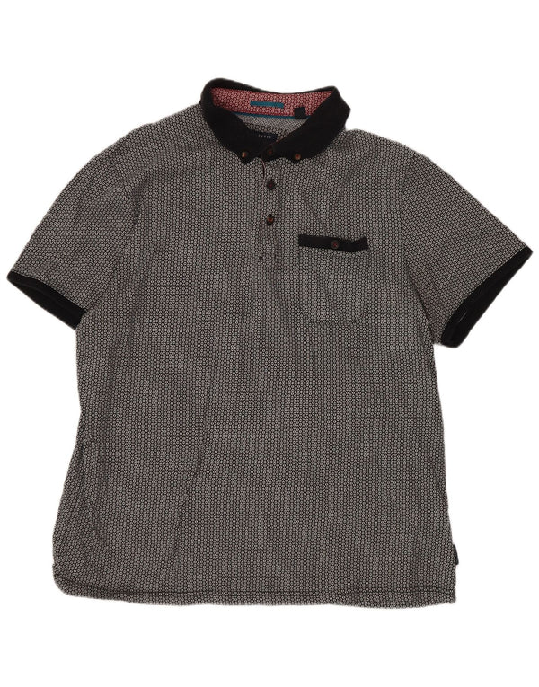Ted Baker herre poloshirt str. 5 XL Sort geometrisk bomuld