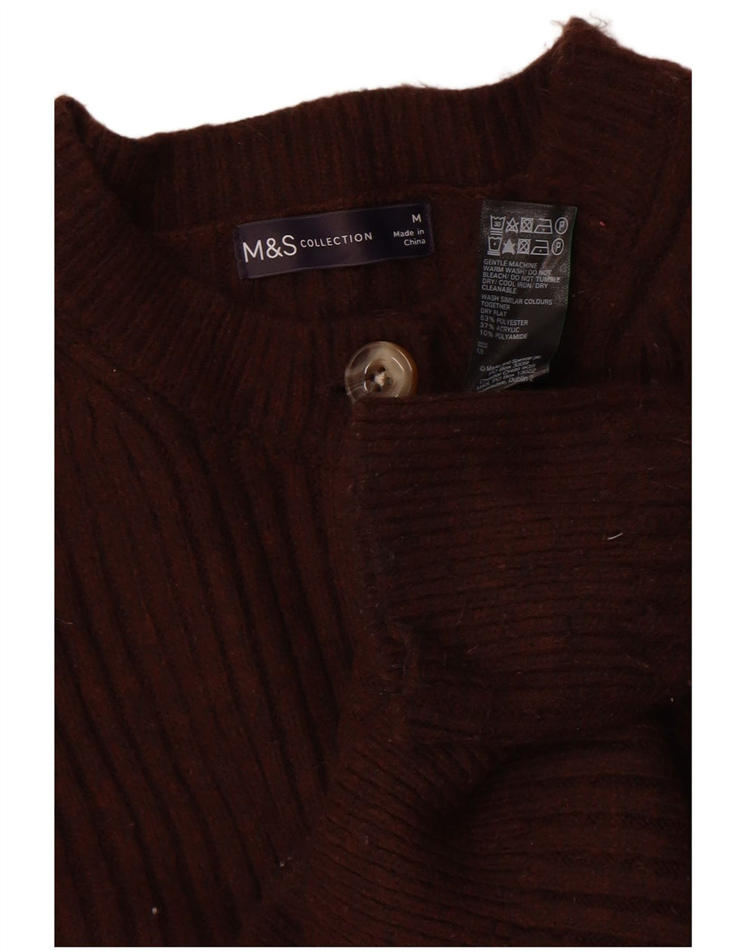 Marks & Spencer Dame Cardigan Sweater UK 14 Medium Brun Polyester