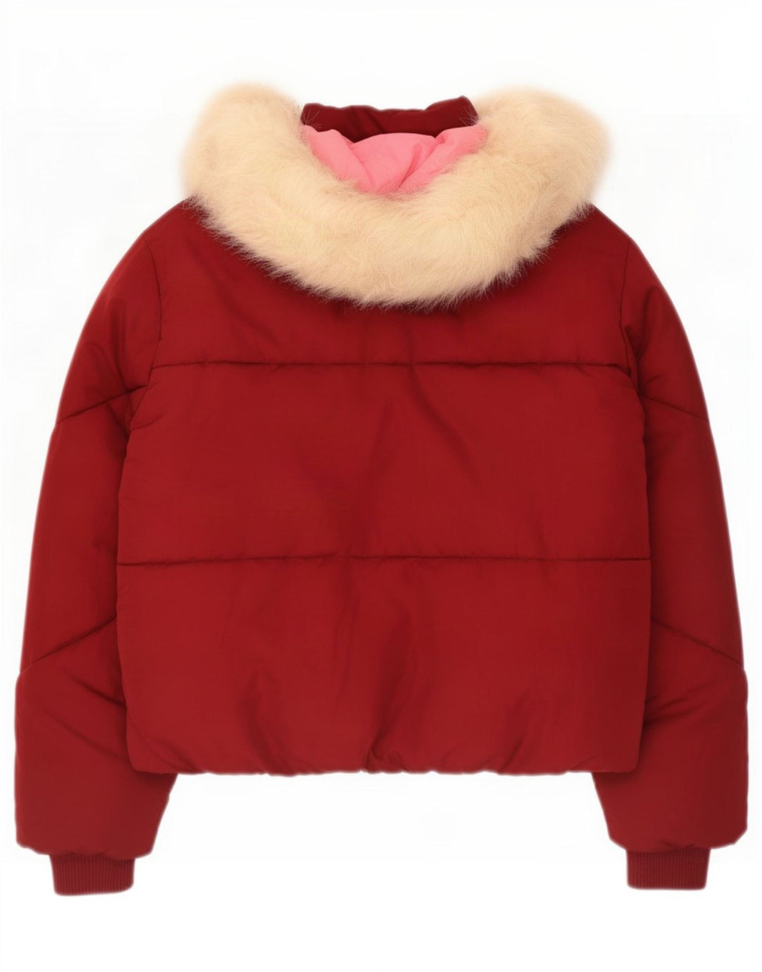 Topshop Dame Hætte Oversized Polstret Jakke UK 6 XS Rød Polyester