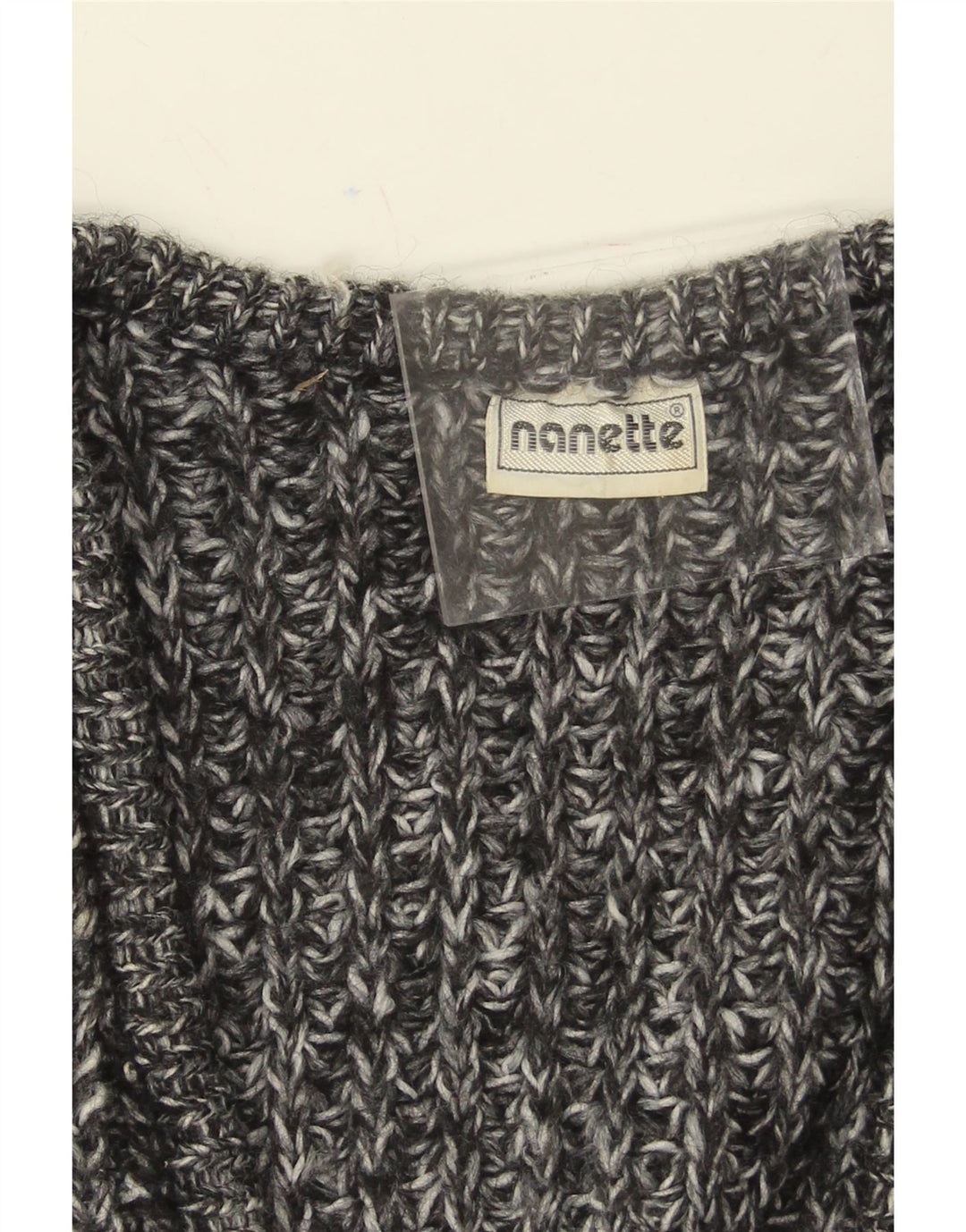 VINTAGE Womens Short Sleeve Cardigan Sweater UK 12 Medium Grey Flecked Vintage Vintage and Second-Hand Vintage from Messina Hembry 