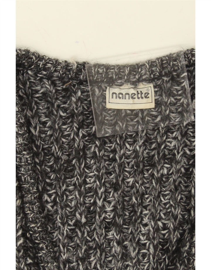 VINTAGE Womens Short Sleeve Cardigan Sweater UK 12 Medium Grey Flecked Vintage Vintage and Second-Hand Vintage from Messina Hembry 