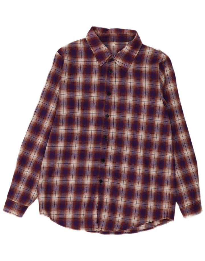 Shein Herre flannel skjorte lille lilla ternet polyester