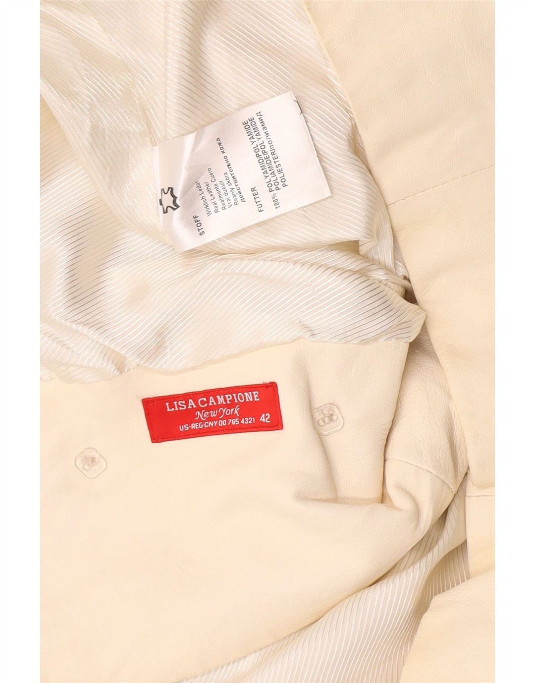 Vintage Dame Crop Dobbeltradet jakke EU 42 Large Off White