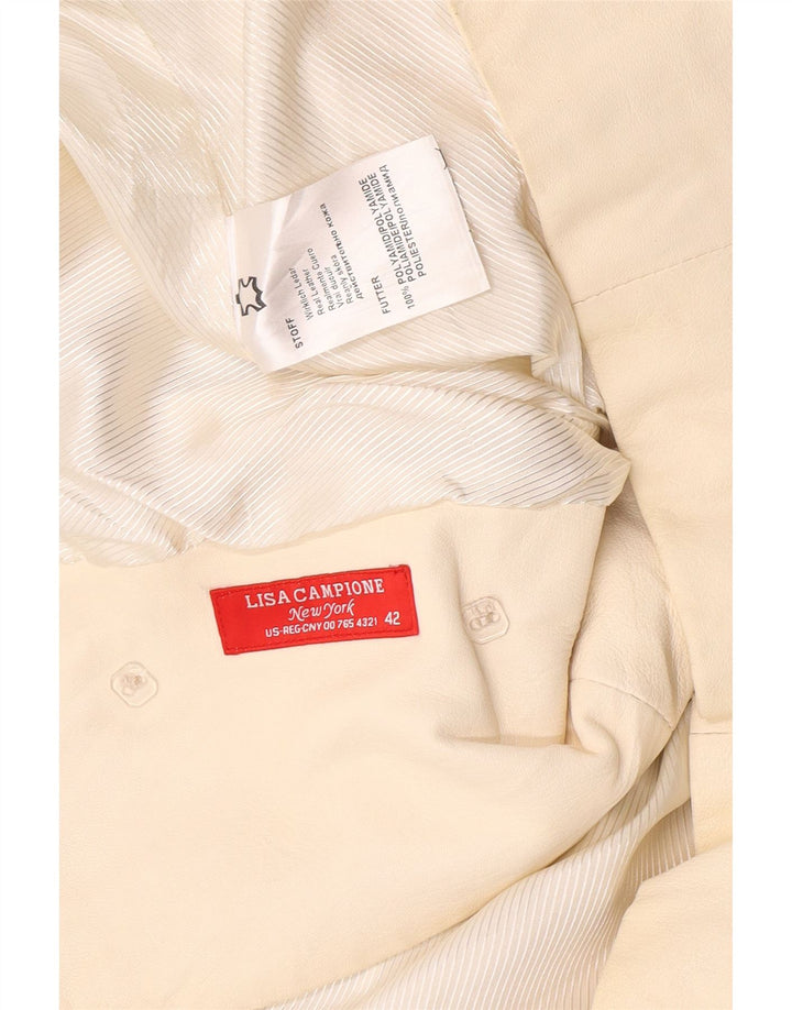 Vintage Dame Crop Dobbeltradet jakke EU 42 Large Off White