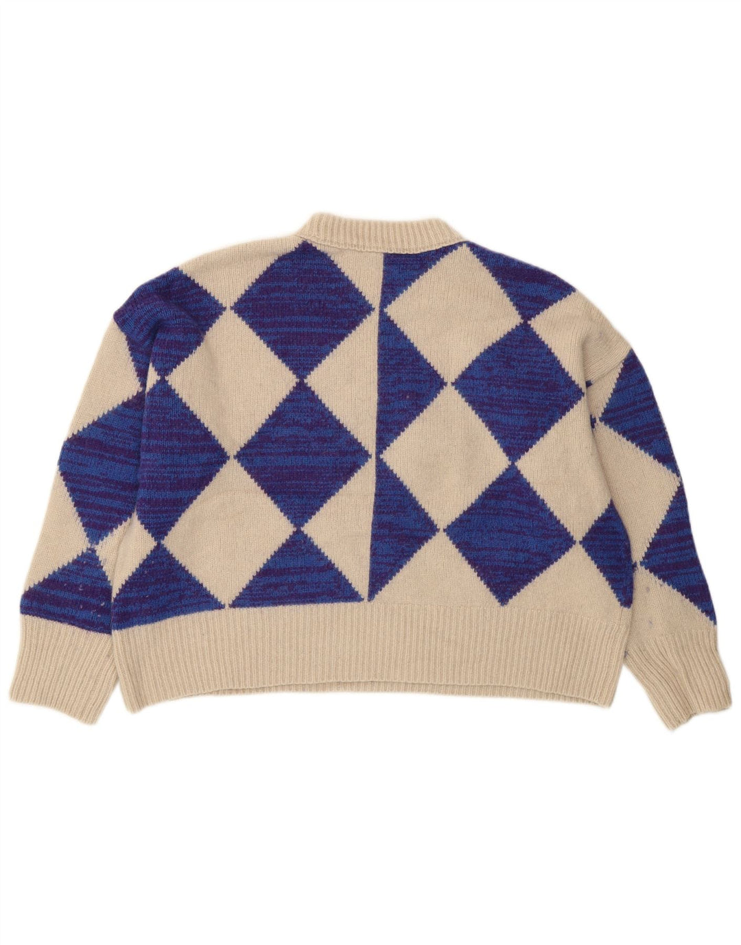 Whistle Womens Crop Crew Neck Jumper Sweater UK 10 Small Beige Wool