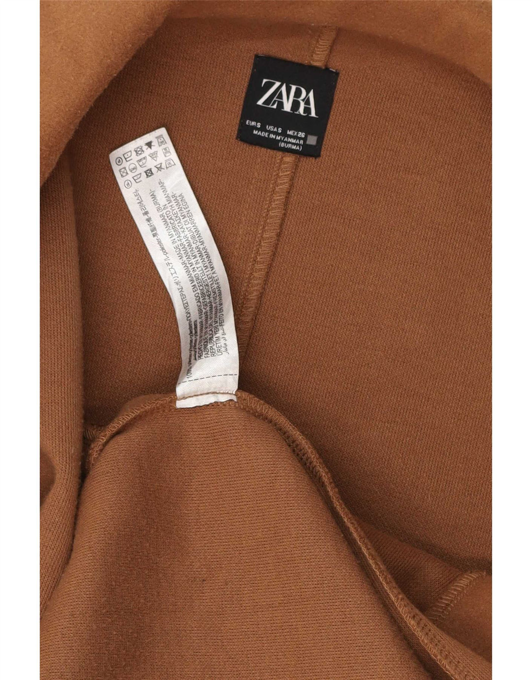 Zara Womens Open Oversized Overfrakke UK 10 Small Brown Polyester